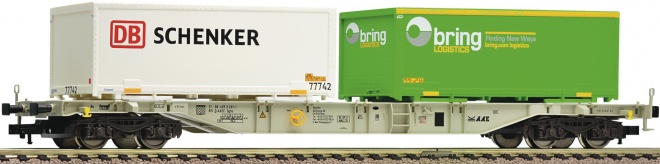 4 axle Flat car loaded with 2 containers<br /><a href='images/pictures/Fleischmann/161023.jpg' target='_blank'>Full size image</a>